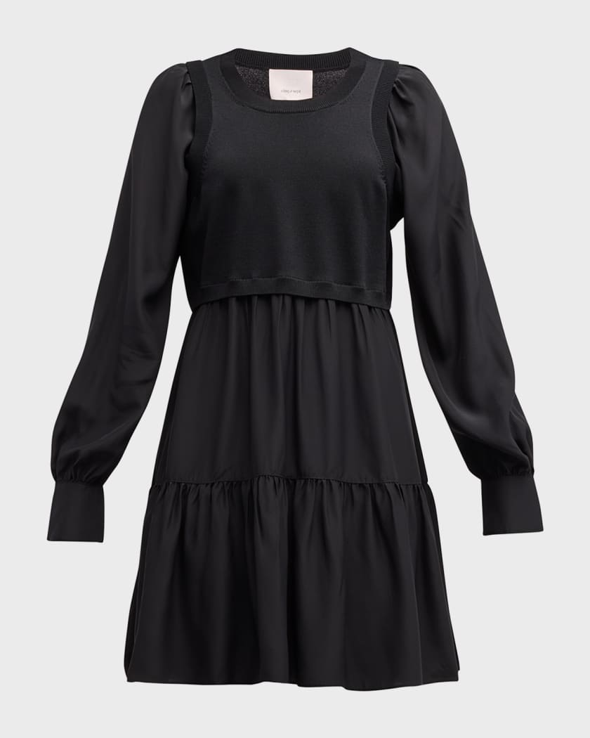 Tiered trapeze mini dress in broderie online