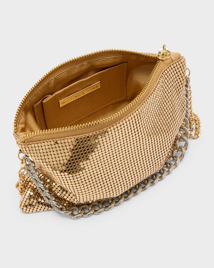 Whiting & Davis Zia Metallic Chain Crossbody Bag | Neiman Marcus