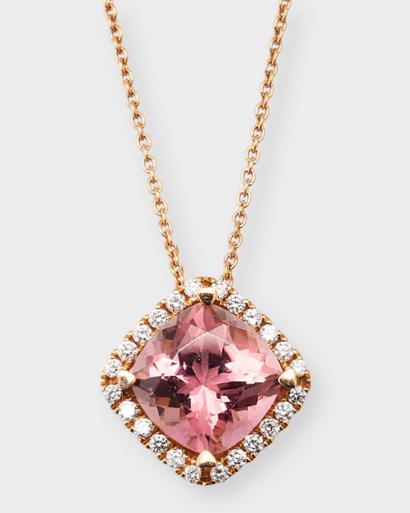 Pink Tourmaline & Diamond Heart Necklace