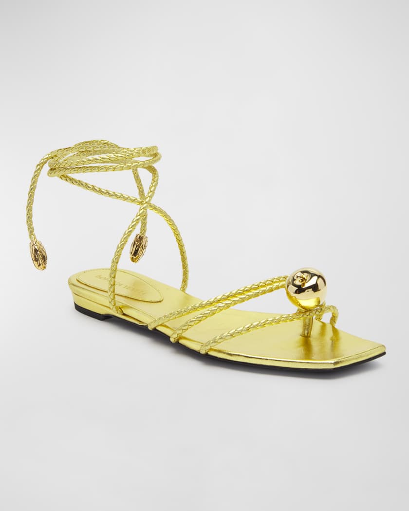 Adam Metallic Apple Ankle-Wrap sandals