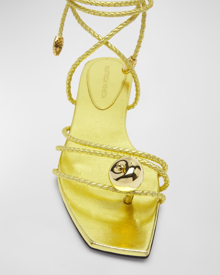 Adam Metallic Apple Ankle-Wrap sandals