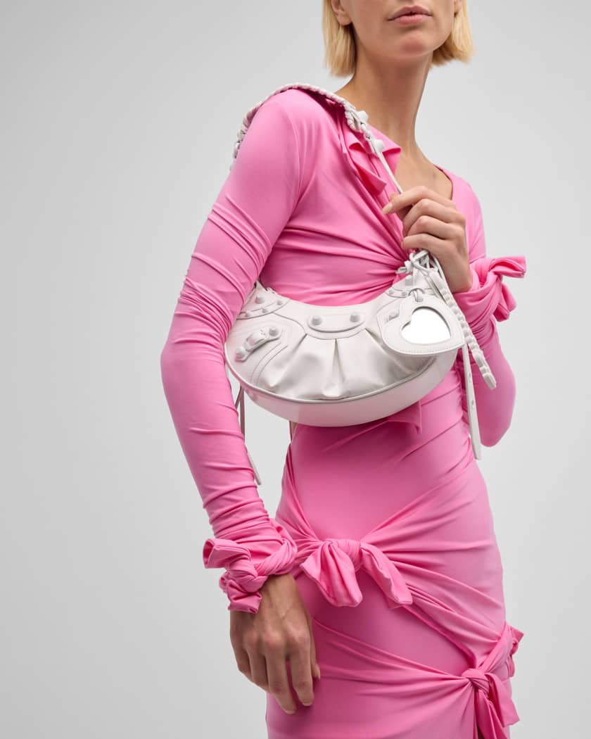 Balenciaga Women's Le Cagole Xs Shoulder Bag in Denim with Rhinestones - Pink