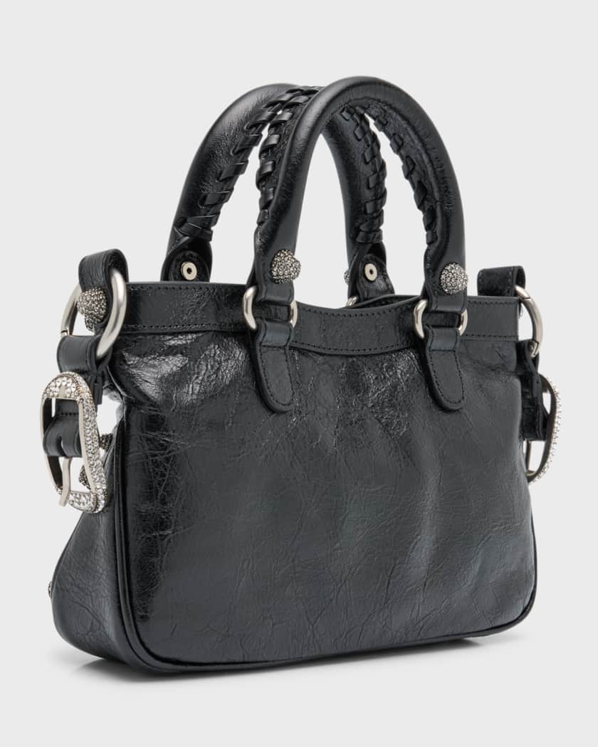 Women's Medium Size Handbag - Dangle Puff / Double Handles / Black