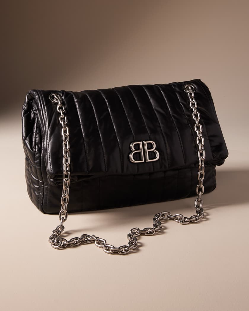 Balenciaga BB Chain Medium Round Shoulder Bag Logo Embroidered