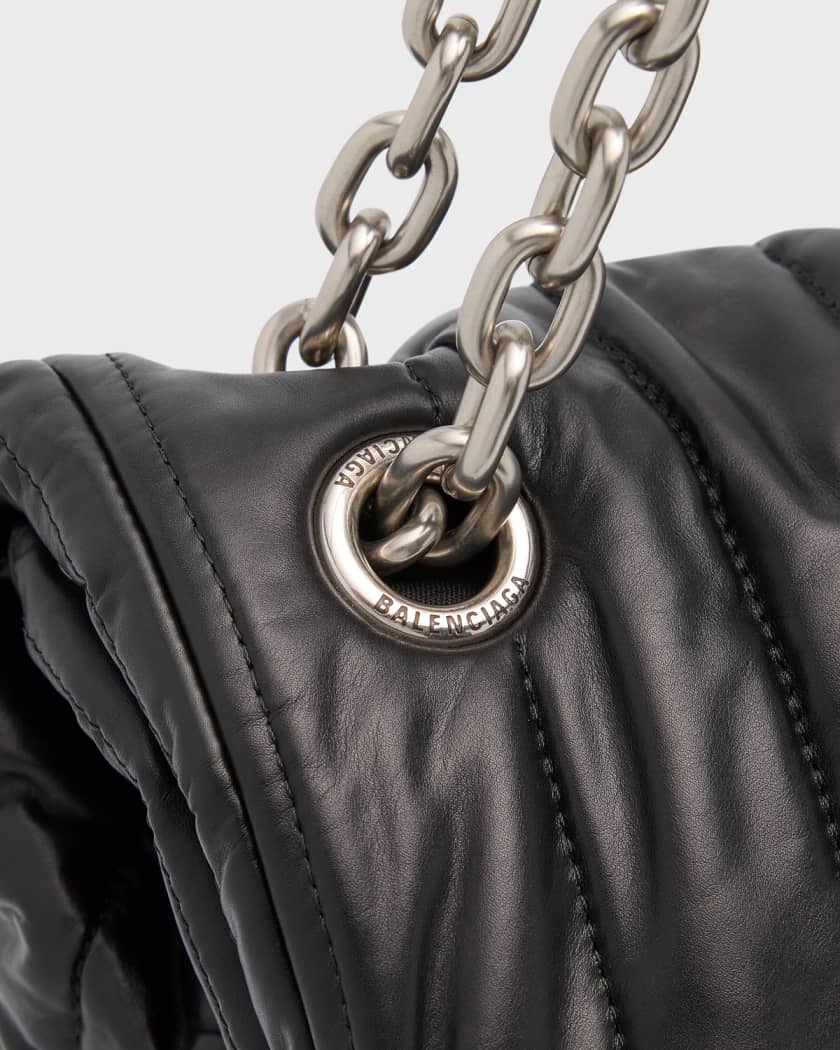 Chanel Black Leather Kisslock Accordian Shoulder Bag Chanel