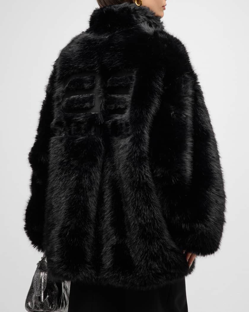 Balenciaga black fur coat sales