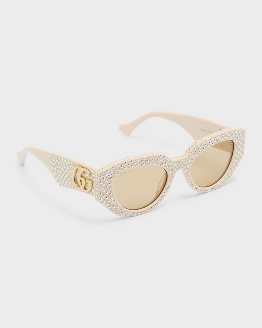 Gucci Embellished Acetate Cat-Eye Sunglasses Neiman