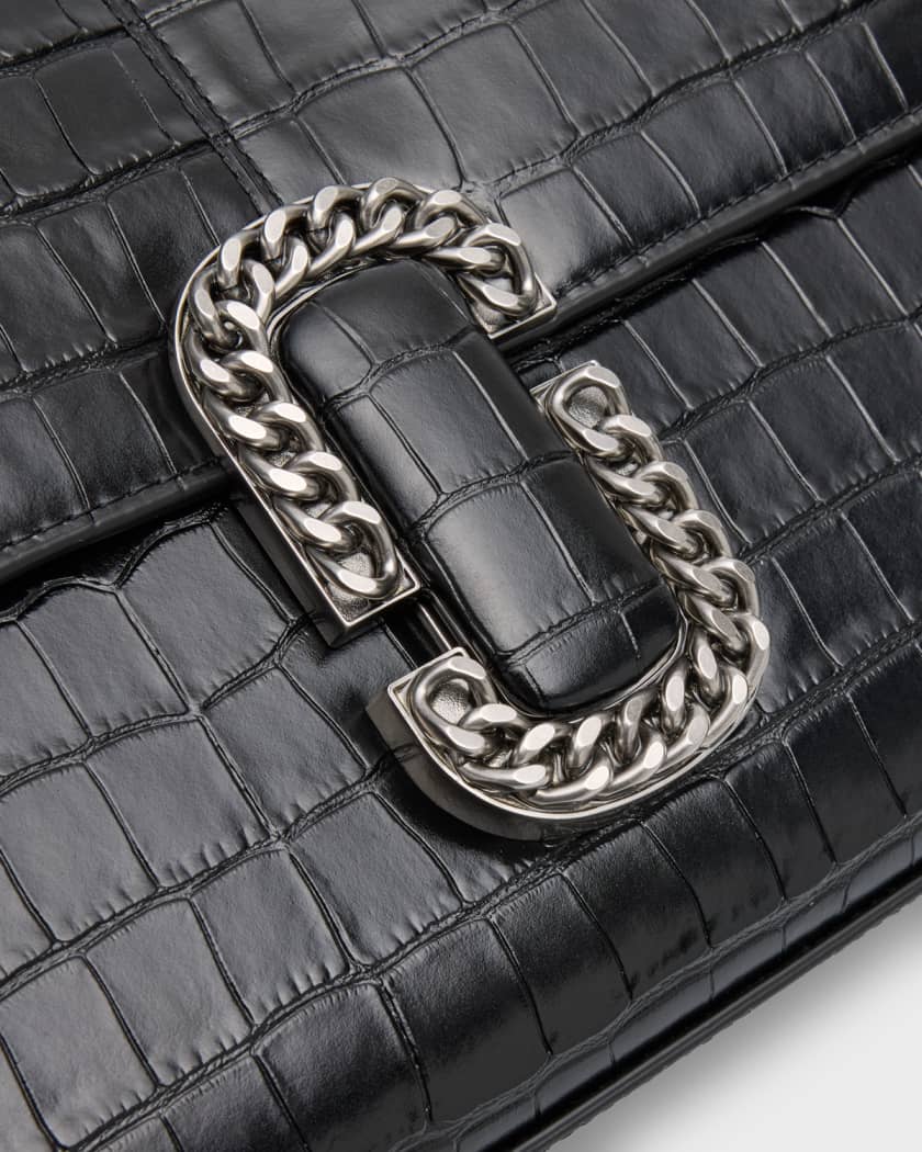 The Marc Jacobs Zip Croc-Embossed Leather Wallet Black