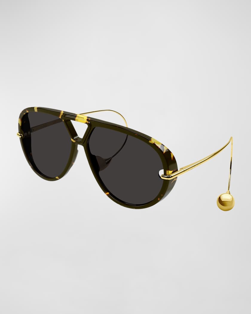Geometric Acetate & Metal Alloy Aviator Sunglasses 