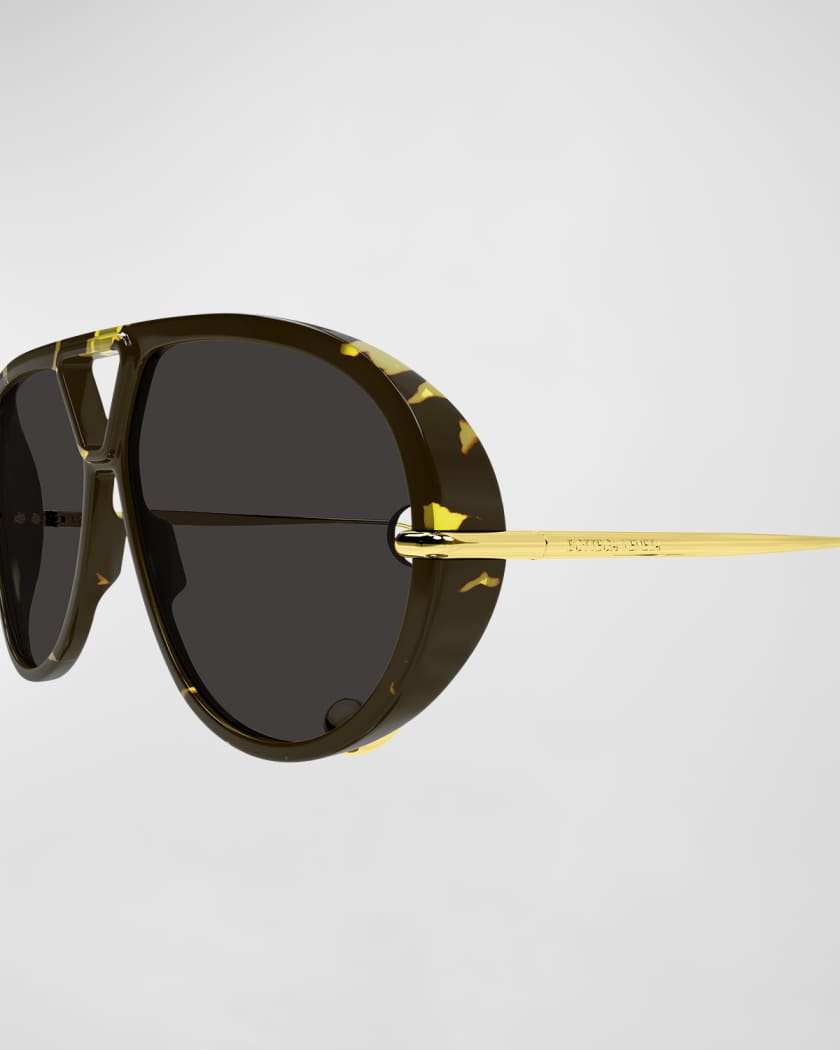 Geometric Acetate & Metal Alloy Aviator Sunglasses 