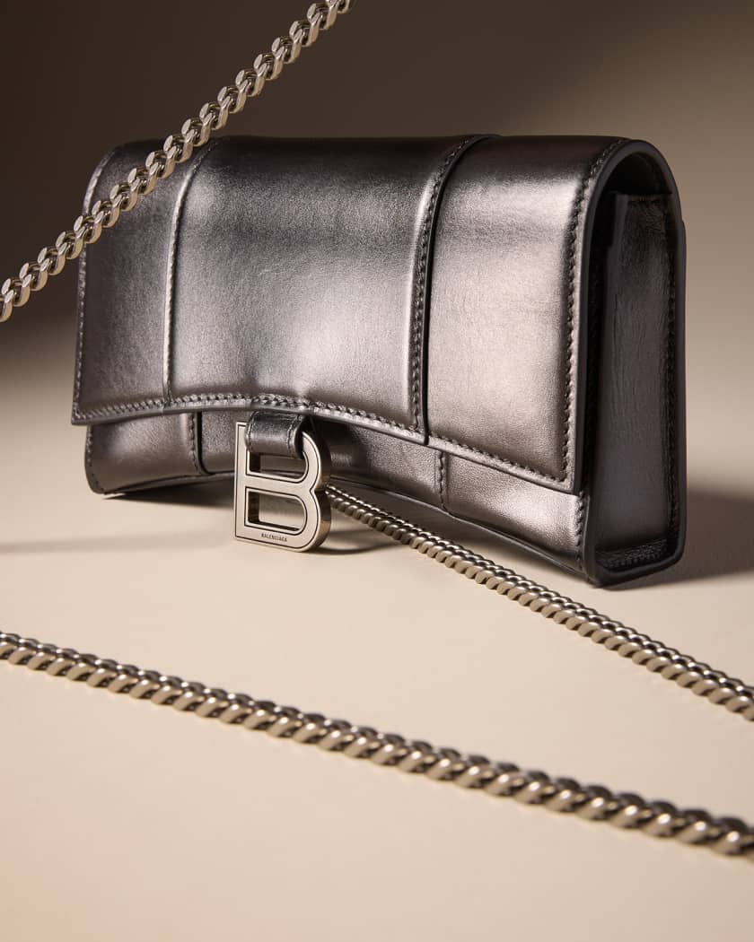 Hourglass Chain Leather Wallet on Chain