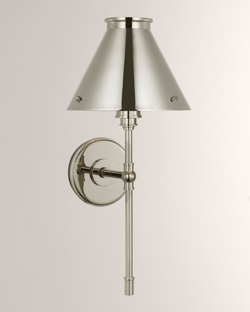Visual Comfort Signature Parkington Large Tail Sconce in Polished Nickel by  Chapman & Myers