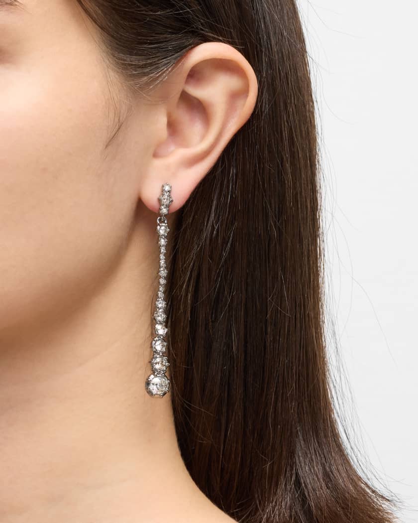 Crystal Linear Drop Earrings silver