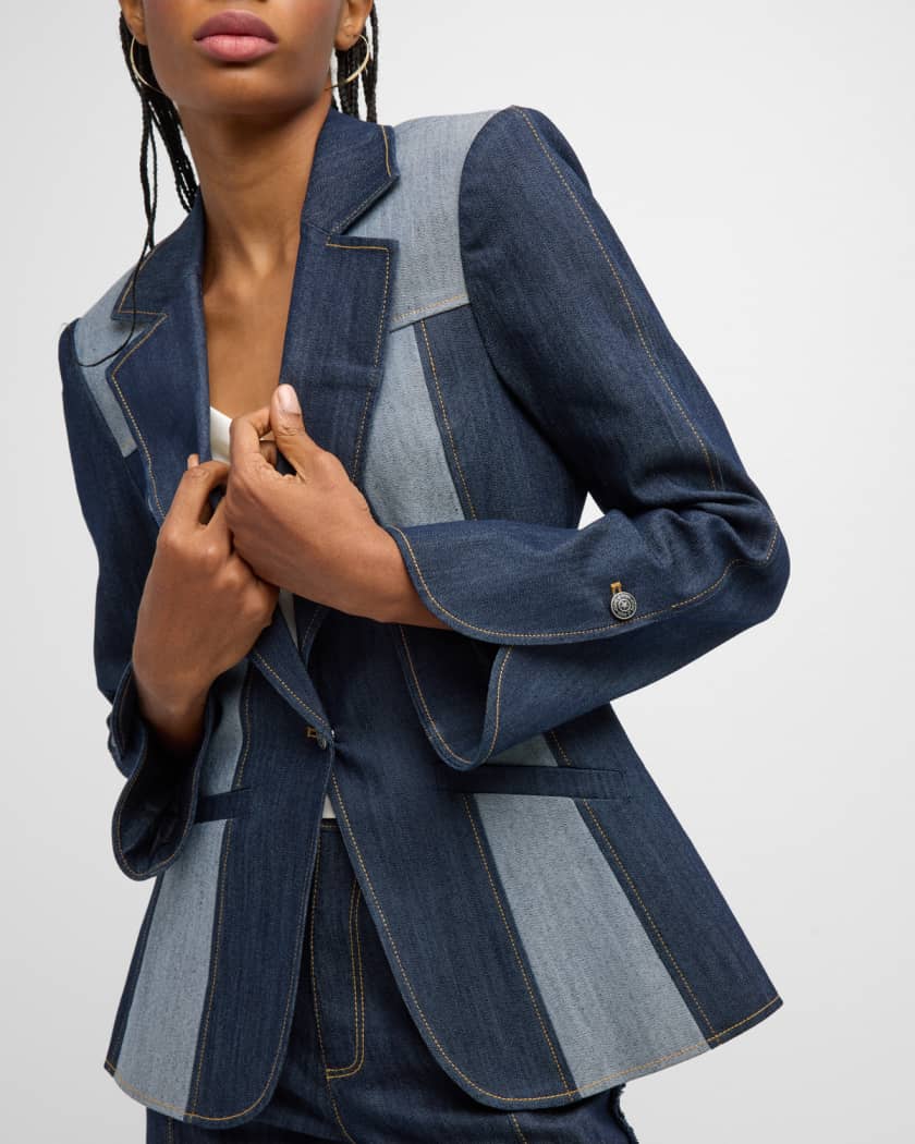 Womens denim blazer jacket sales