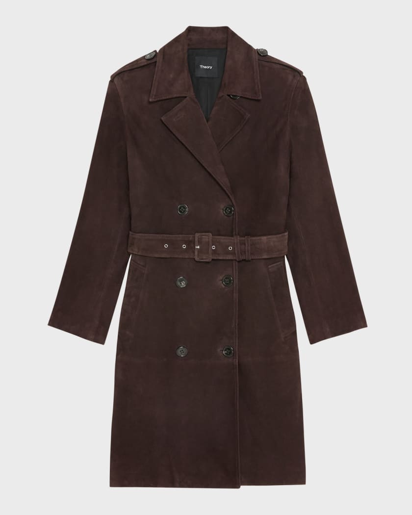 Gucci Suede Belted Trench Coat in Brown