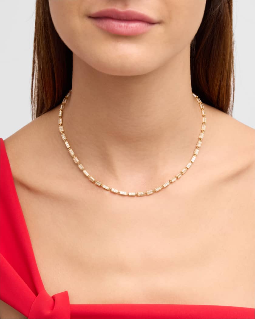 18k Yellow Gold Diamond Pave Link Chain Necklace