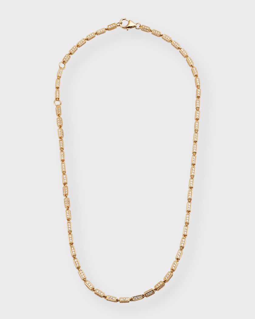 18k Yellow Gold Diamond Pave Link Chain Necklace