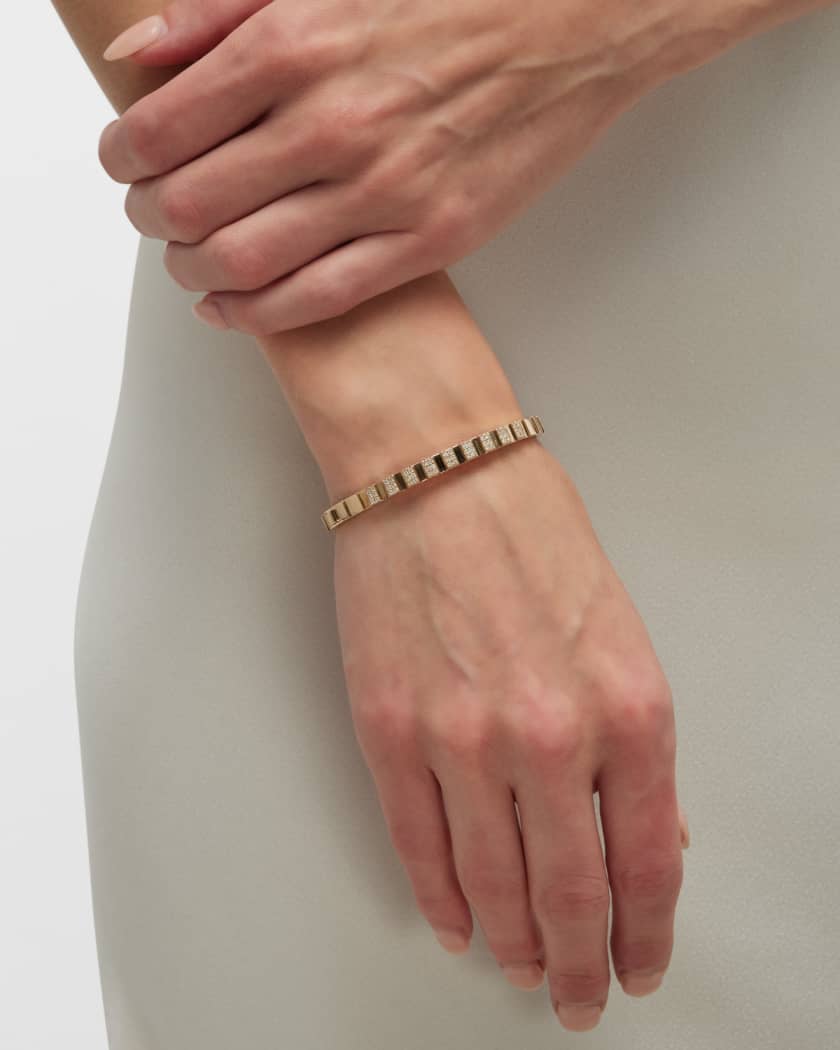 14K Gold Rectangle Rainbow Diamond-Side Bangle Bracelet in Pink Spinel,  Ruby, Sapphire, Emerald, And Amethyst