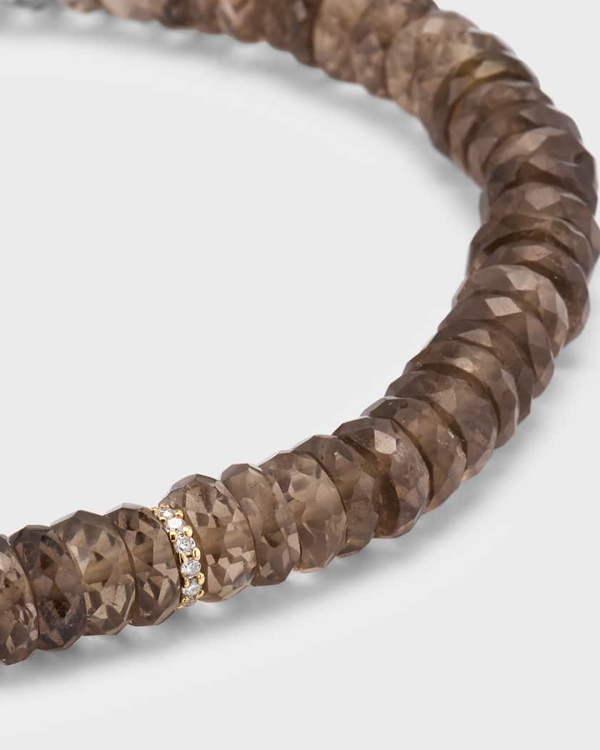 Sydney Evan Diamond Rondelle Faceted Smokey Topaz Bead Bracelet