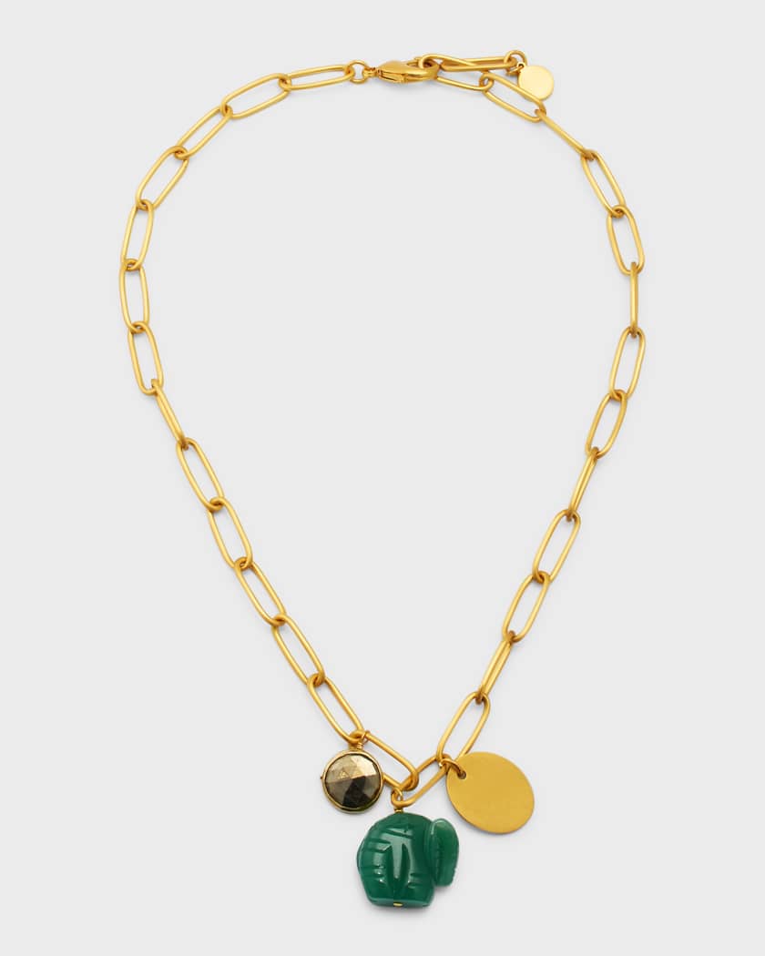 NEST Jewelry Carved Jade Elephant Charm Necklace Neiman Marcus