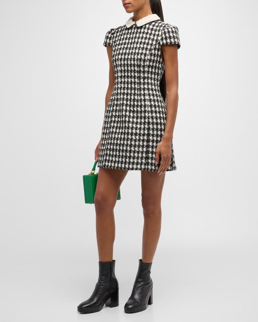 Alice + Olivia Velia Embellished Collar Tweed Mini Dress | Neiman