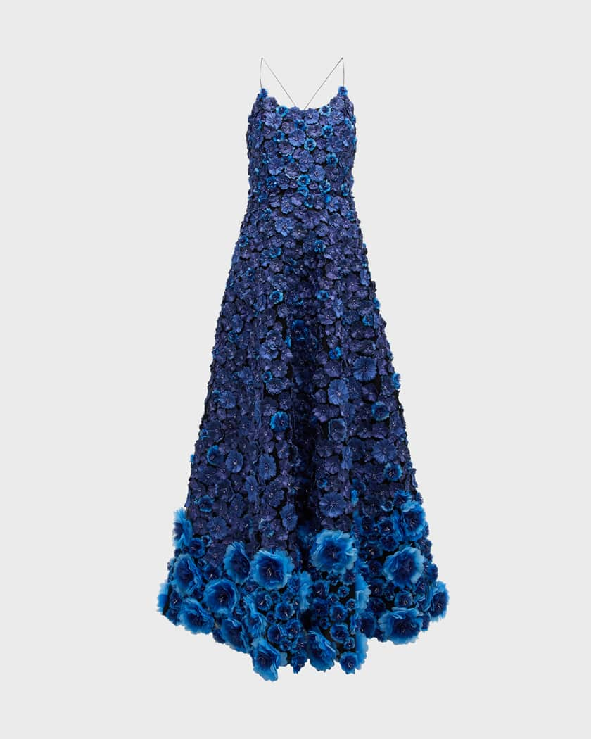 Alice + Olivia Dominique Floral-Embellished Ball Gown