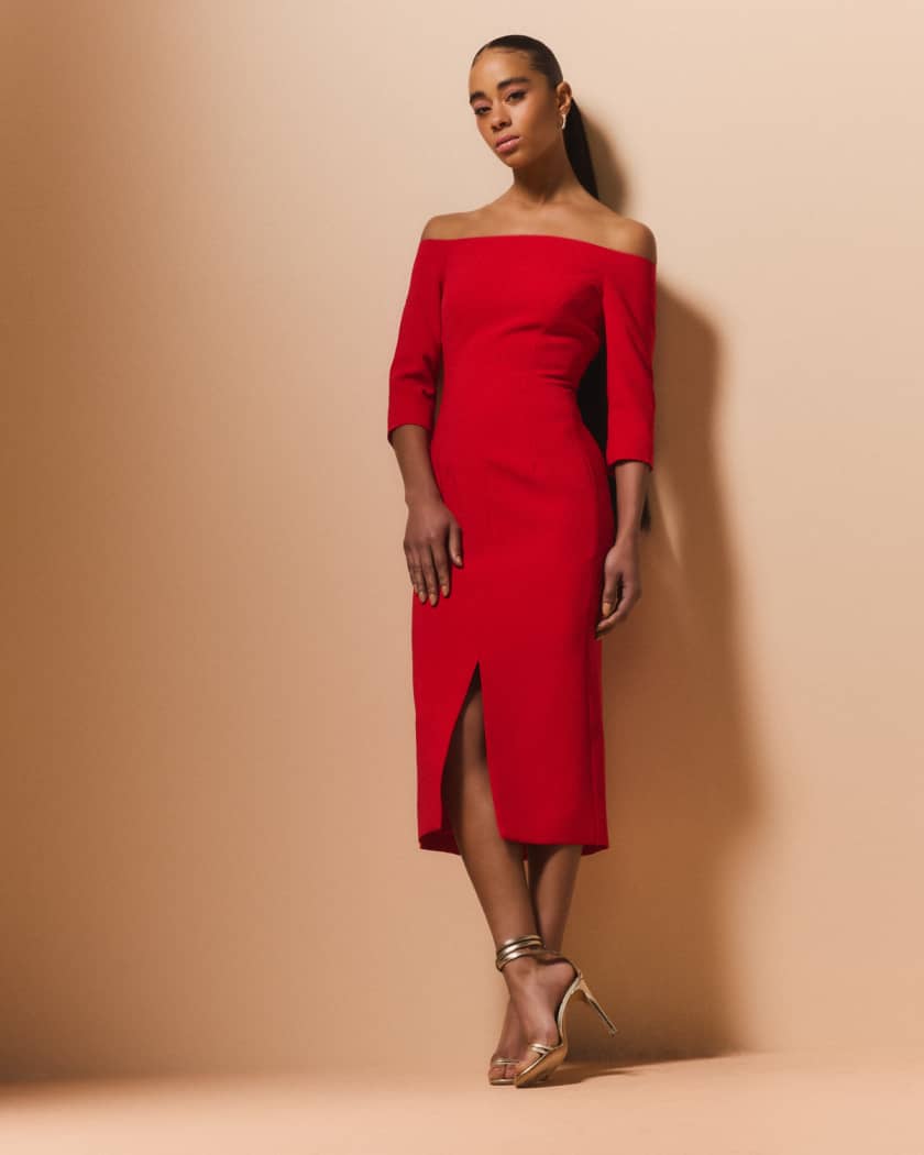 Carolina Herrera Knit Midi Dress with Lace Inset Detail - Bergdorf