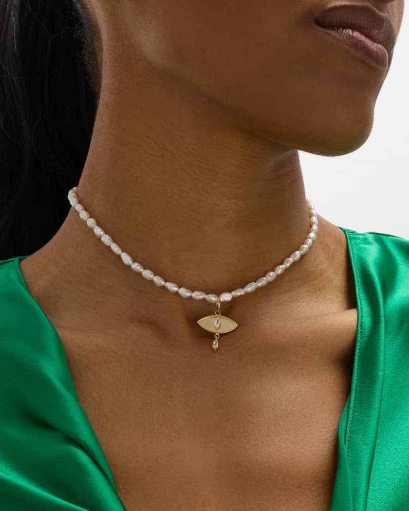 Jennifer Zeuner Lex Pearl Pendant Necklace with Sapphires Neiman