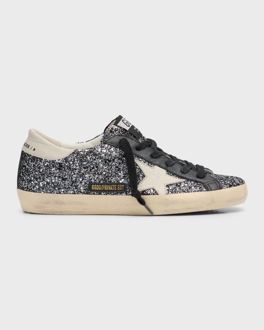 Super Star Glitter Suede Sneakers in Silver - Golden Goose