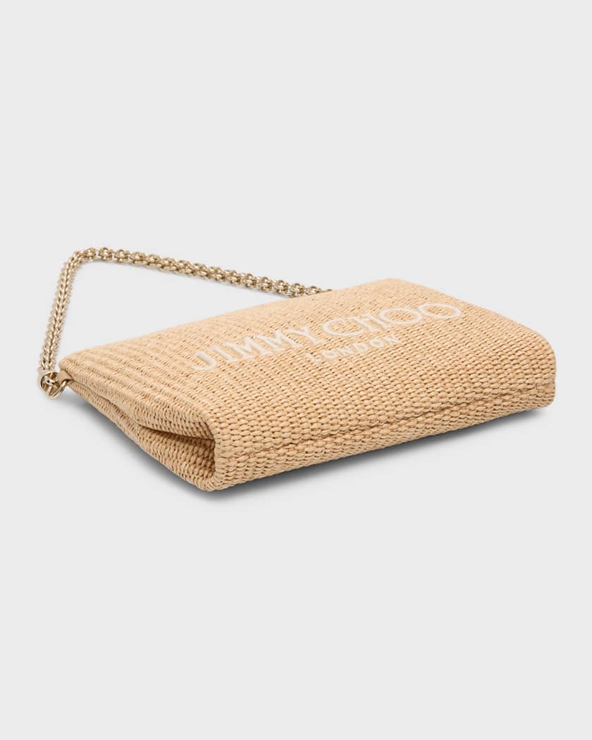 Jimmy Choo Callie Logo Raffia Shoulder Bag Neiman Marcus