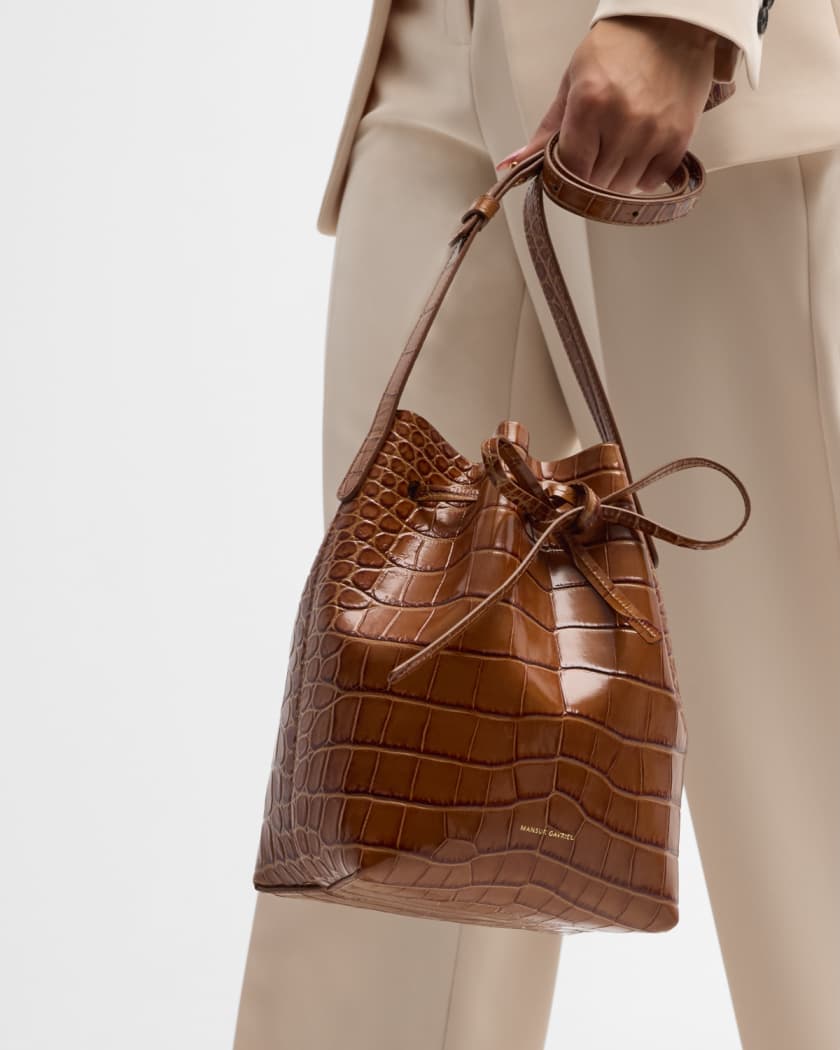 Mansur Gavriel Mini Croc Embossed Bucket Bag Neiman Marcus