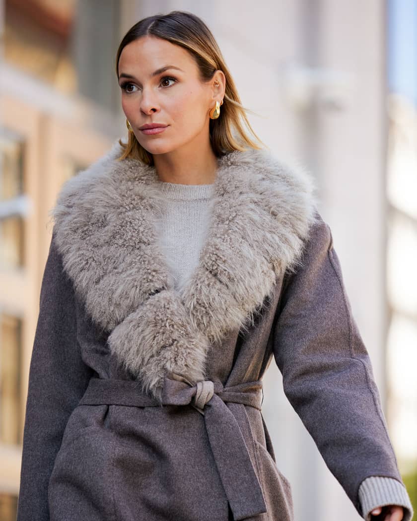 Fur lapel coat womens new arrivals