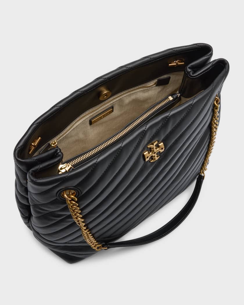 Kira Medium Quilted Leather Tote Bag in Black - Tory Burch