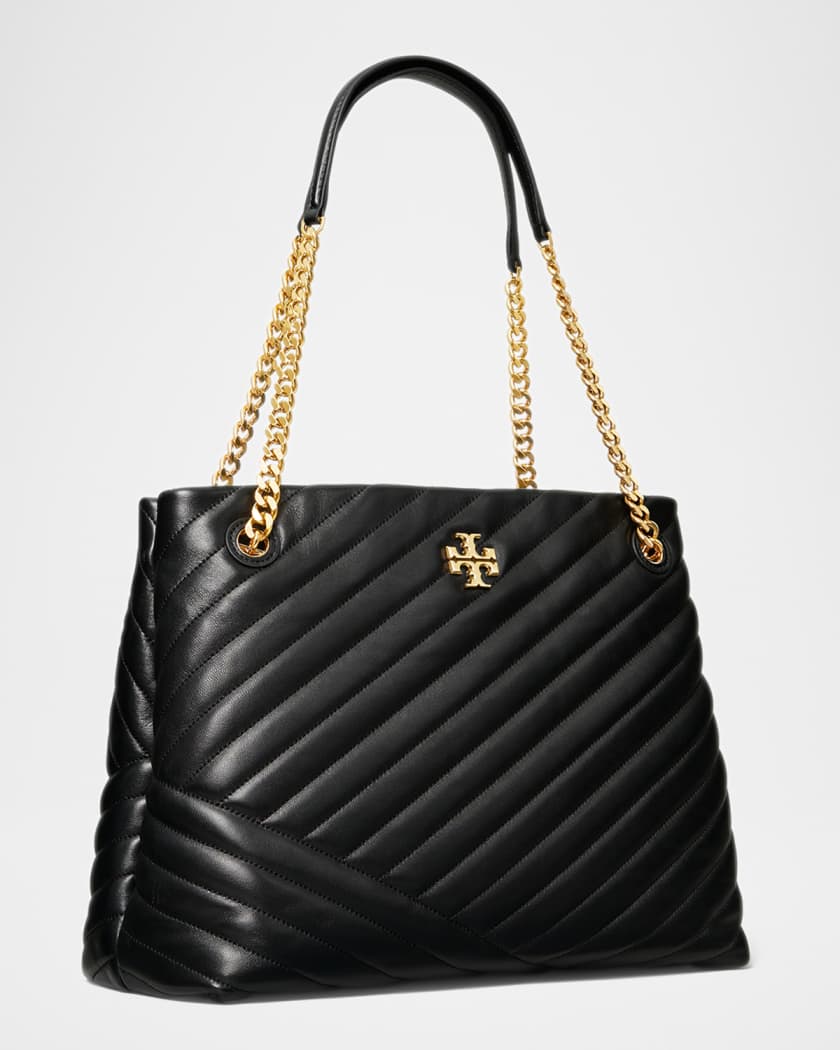 Kira Medium Quilted Leather Tote Bag in Black - Tory Burch