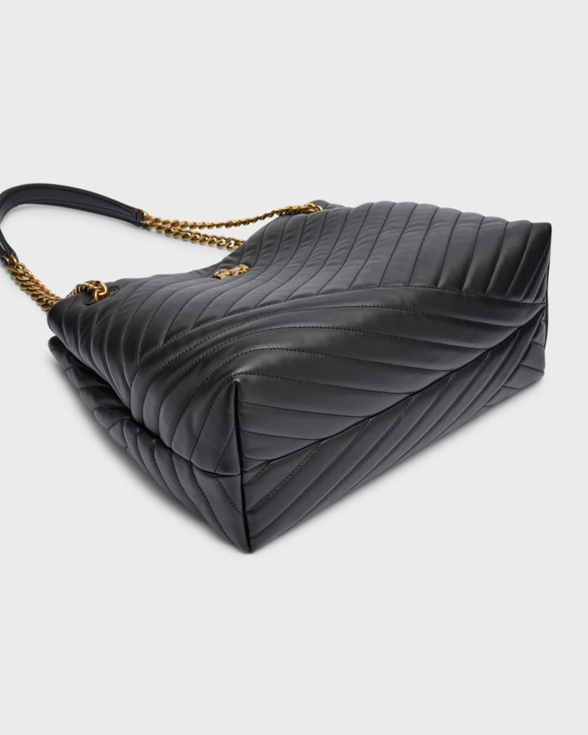 Kira Quilted Leather Shoulder Bag in Black - Tory Burch