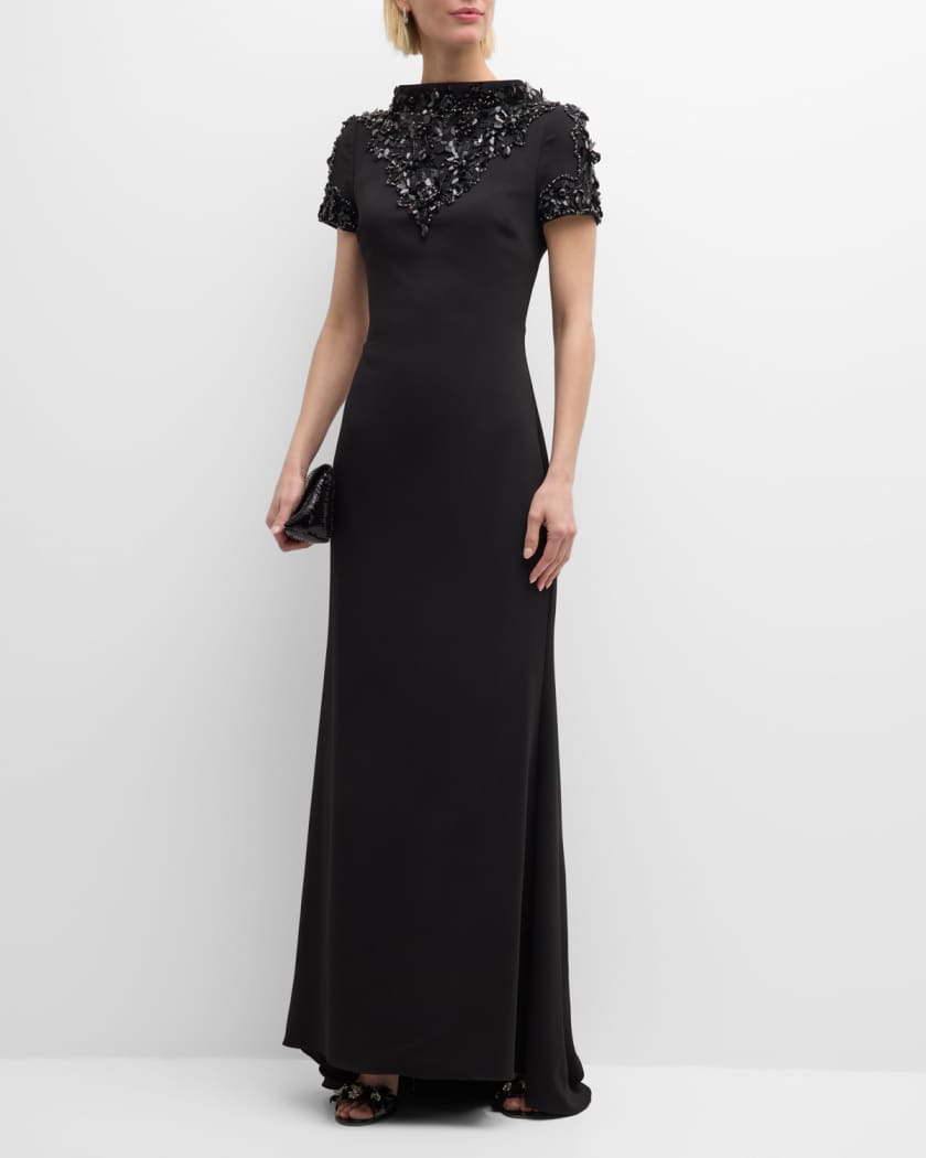 Badgley mischka beaded fringe halter gown hotsell