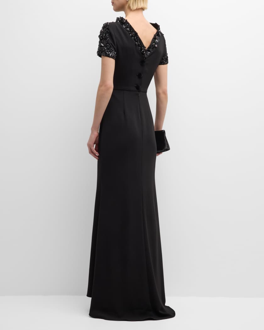 Badgley mischka beaded fringe halter gown hotsell