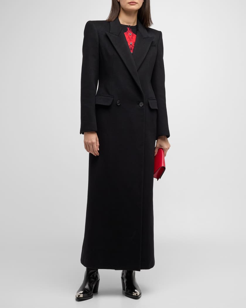 Tailored Double-Breasted Long Coat