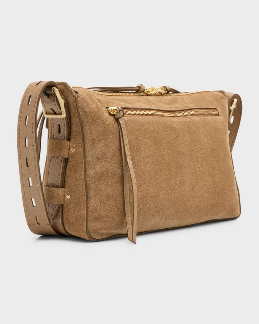 Rag & Bone Field 2.0 Lizard Embossed Suede & Leather Messenger Bag in Camel Lizard Suede