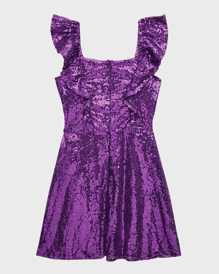 purple sequin skater dress Portia & Scarlett PS108X Purple Sequin Cocktail Dress *FINAL SALE* Purple / 4