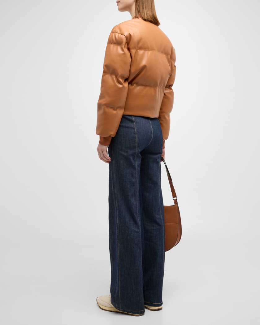 Vince leather puffer on sale jacket