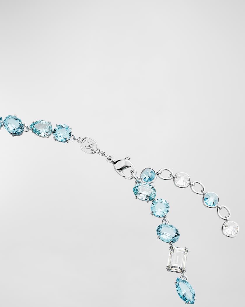 SWAROVSKI Gema Rhodium-Plated Mix-Cut Blue Crystal Necklace