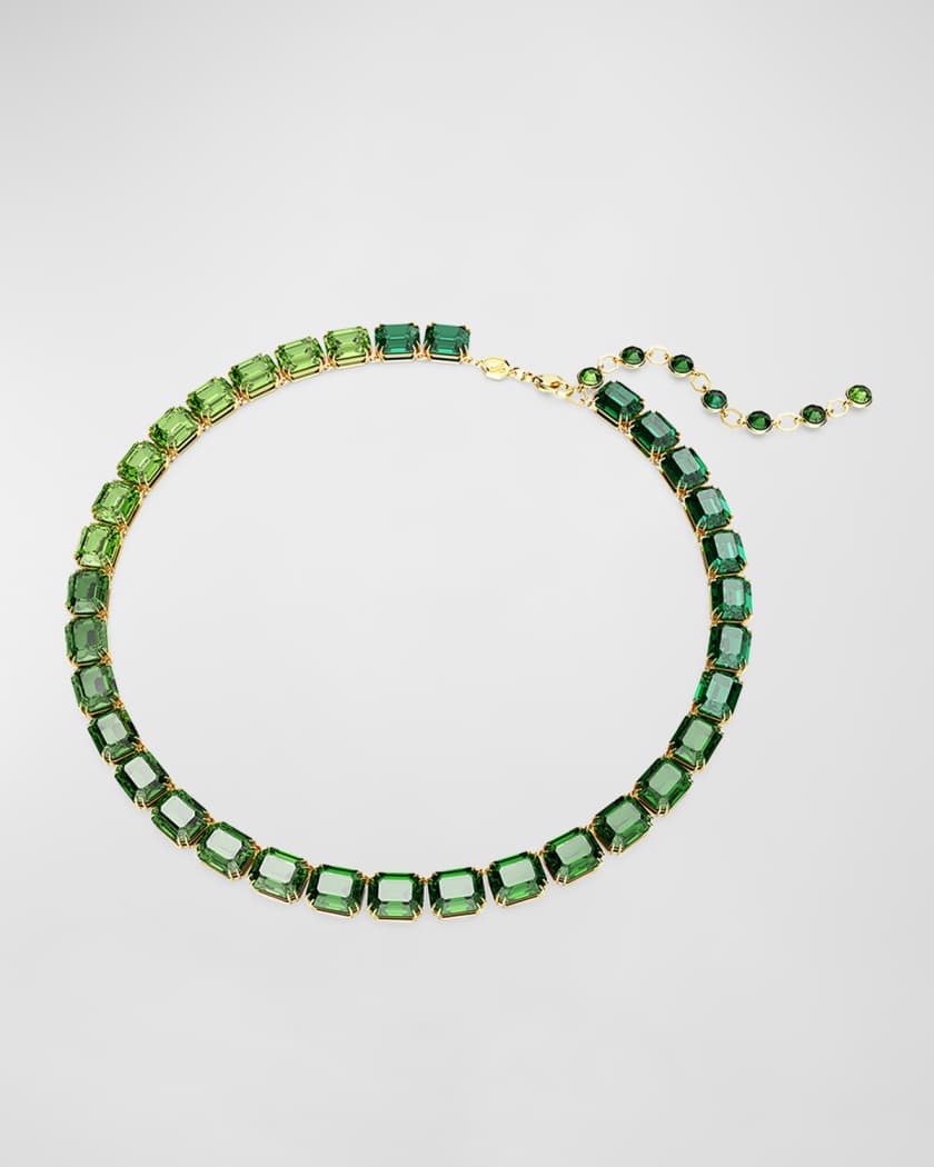 SWAROVSKI Millenia Gold Tone Green Crystal Statement Necklace