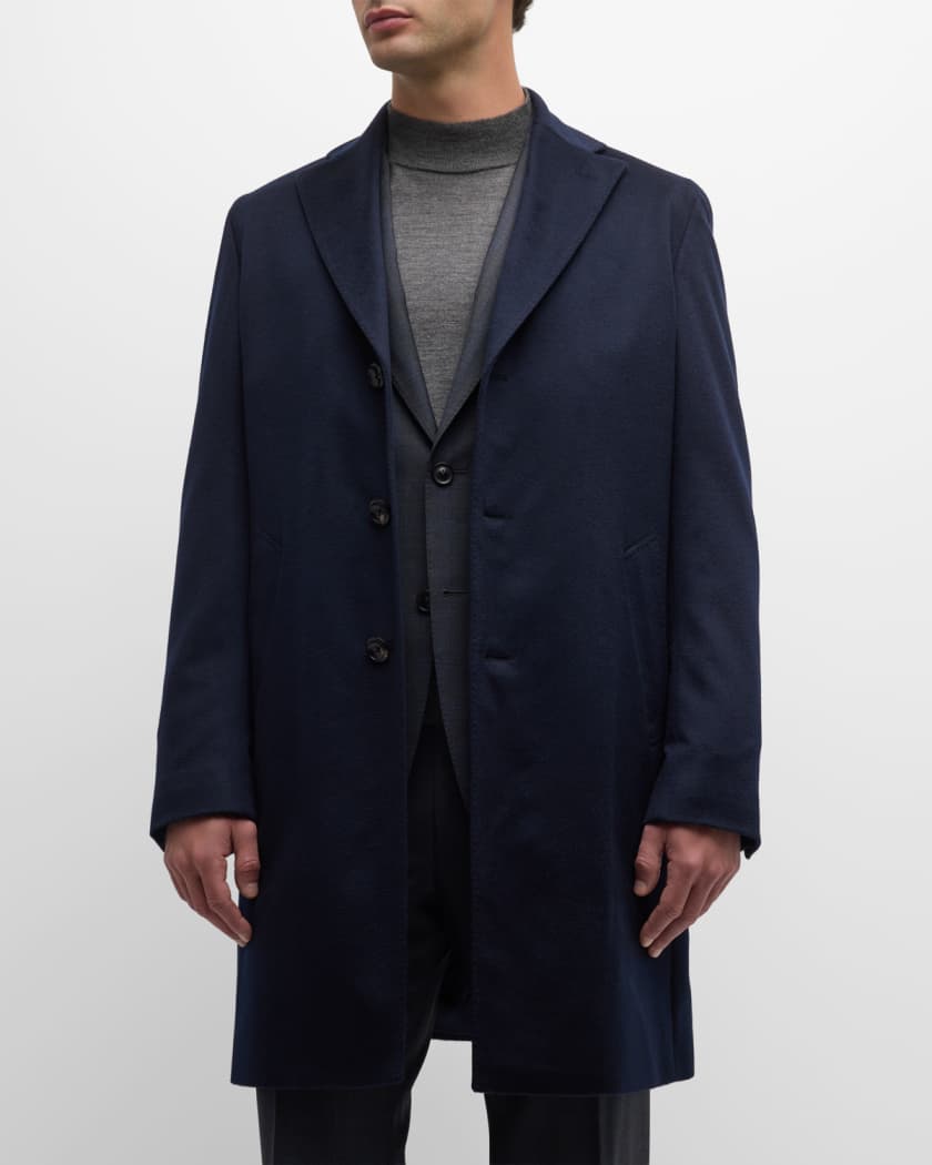 Men s Solid Cashmere Topcoat