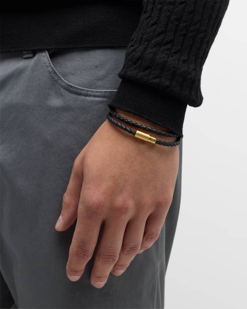 Pop Rigato Double Wrap Leather Bracelet In Black