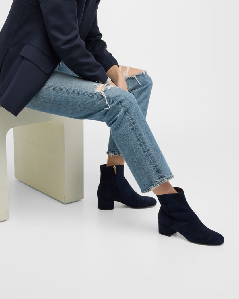 Gianvito Rossi Suede Block Heel Ankle Booties Neiman Marcus