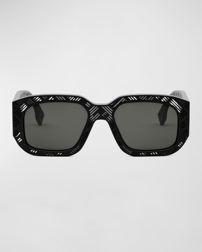 Fendi Oversized F Square Acetate Sunglasses In Black/gray Gradient