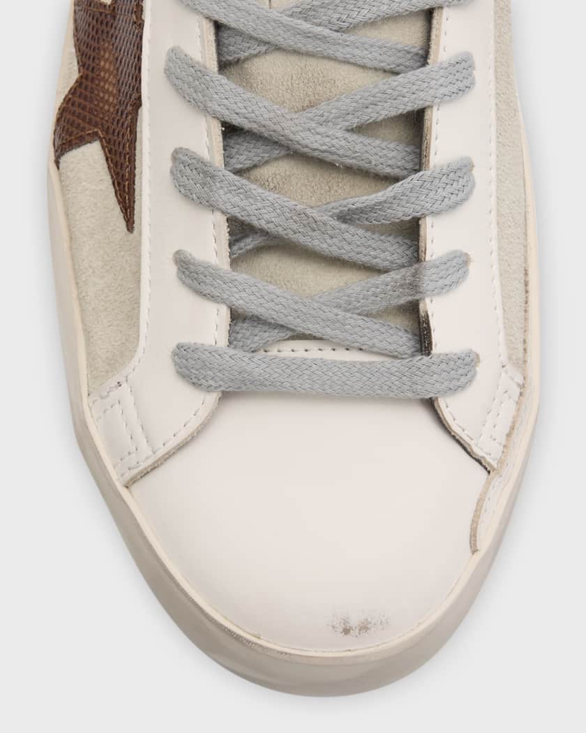Men's Super-Star Leather Low-Top Sneakers with Lizard-Effect