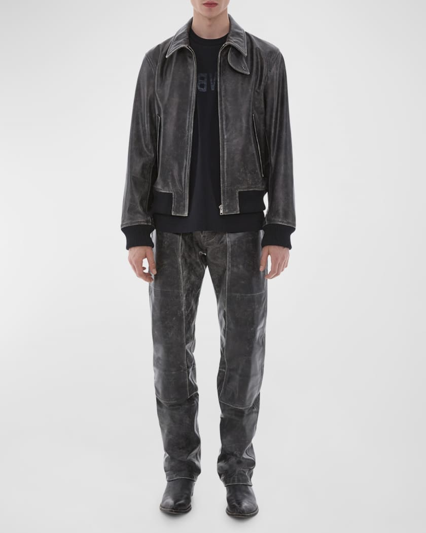 Helmut Lang Men's Leather Bomber Jacket | Neiman Marcus