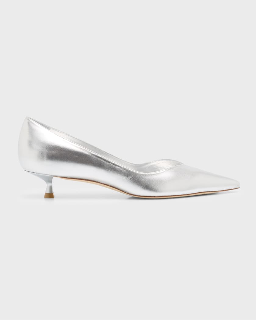 Silver shoes kitten heel sales